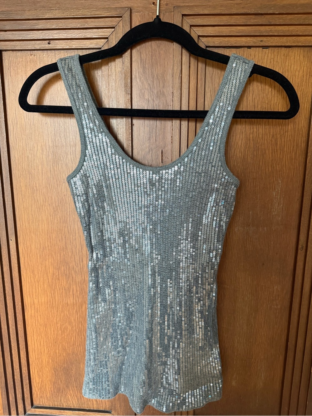 Express Silver Sequin Scoop-Neck Bandeau Tank
